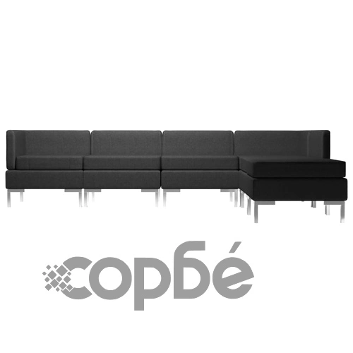 Комплект дивани, 6 части, текстил, черен ➤ топ цена ➤ sorbe.bg