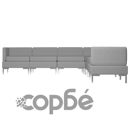 Комплект дивани, 7 части, текстил, светлосив ➤ топ цена ➤ sorbe.bg