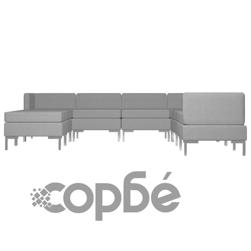 Комплект дивани, 9 части, текстил, светлосиви ➤ топ цена ➤ sorbe.bg