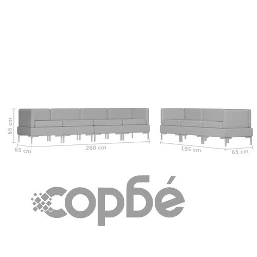 Комплект дивани, 7 части, текстил, светлосив ➤ топ цена ➤ sorbe.bg