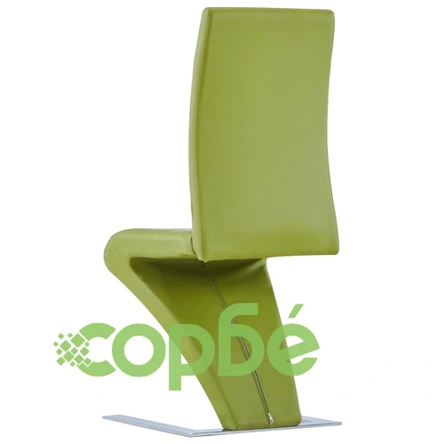 Трапезни столове, зигзагообразни, 6 бр, зелени, изкуствена кожа ➤ топ цена ➤ sorbe.bg