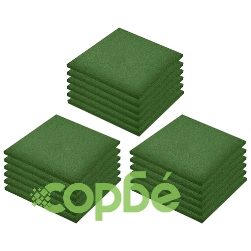 Ударопоглъщащи каучукови плочи, 18 бр, 50x50x3 см, зелени ➤ топ цена ➤ sorbe.bg