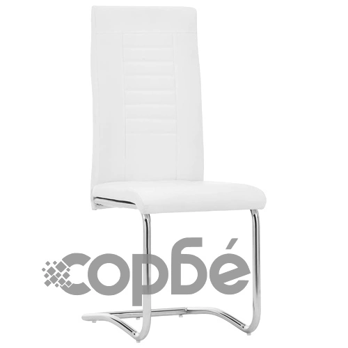Трапезен комплект от 5 части, изкуствена кожа, бял ➤ топ цена ➤ sorbe.bg