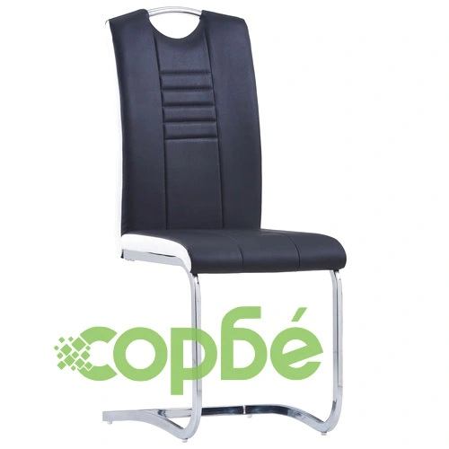 Трапезен комплект от 5 части, изкуствена кожа, черен ➤ топ цена ➤ sorbe.bg