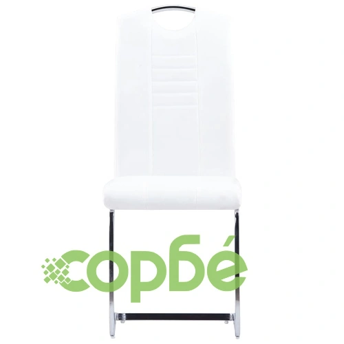 Трапезен комплект от 5 части, изкуствена кожа, бял ➤ топ цена ➤ sorbe.bg