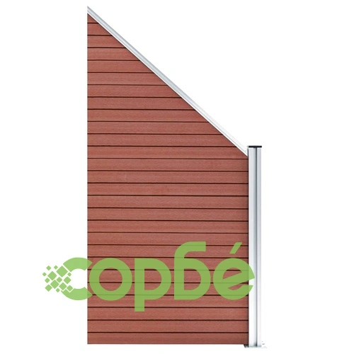 Комплект WPC ограда 5 квадратни + 1 скосена 965x186 см кафява ➤ топ цена ➤ sorbe.bg