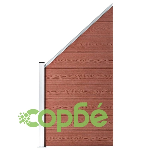Комплект WPC ограда 5 квадратни + 1 скосена 965x186 см кафява ➤ топ цена ➤ sorbe.bg