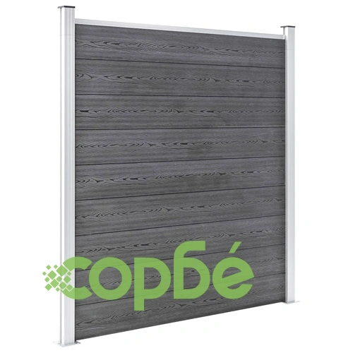 Комплект WPC огради 2 квадратни + 1 скосена 446x186 см сиви ➤ топ цена ➤ sorbe.bg