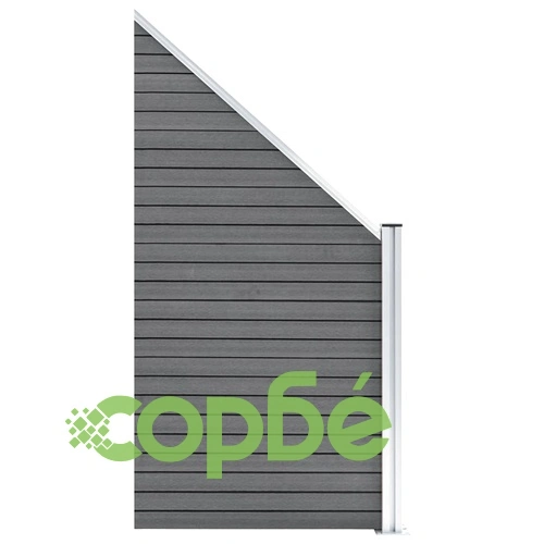 Комплект WPC огради 2 квадратни + 1 скосена 446x186 см сиви ➤ топ цена ➤ sorbe.bg