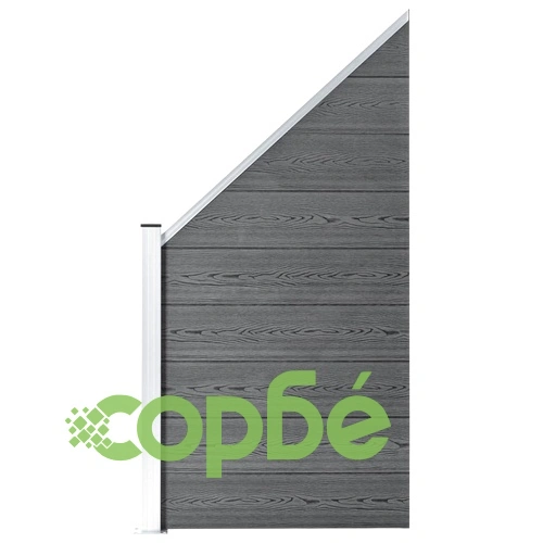 Комплект WPC огради 2 квадратни + 1 скосена 446x186 см сиви ➤ топ цена ➤ sorbe.bg