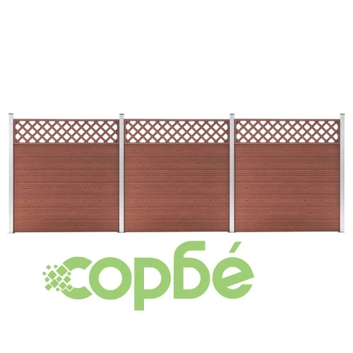 Комплект WPC ограда, 3 квадратни пана, 526x185 см, кафяв ➤ топ цена ➤ sorbe.bg