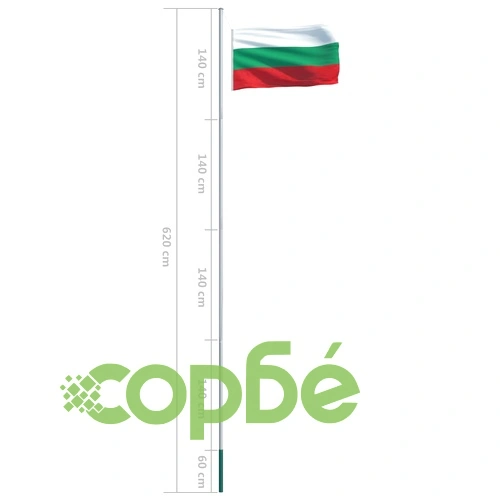 Флаг на България и алуминиев флагщок, 6,2 м ➤ топ цена ➤ sorbe.bg