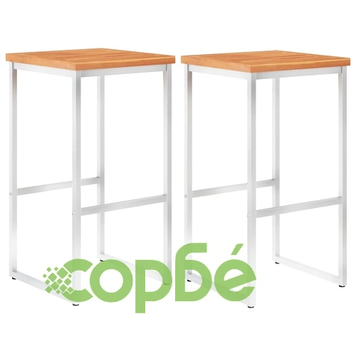 Бар комплект, 3 части, акация масив и неръждаема стомана ➤ топ цена ➤ sorbe.bg