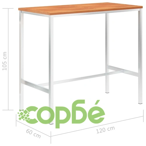 Бар комплект, 5 части, акация масив и неръждаема стомана ➤ топ цена ➤ sorbe.bg