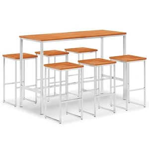 Бар комплект, 7 части, акация масив и неръждаема стомана