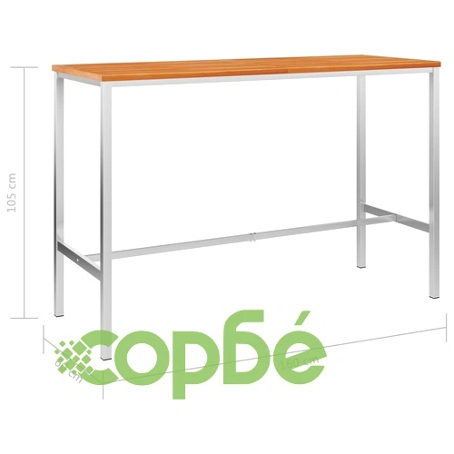 Бар комплект, 7 части, акация масив и неръждаема стомана ➤ топ цена ➤ sorbe.bg