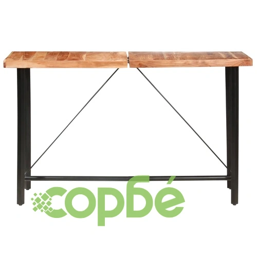 Бар комплект, 9 части, акация масив, естествена кожа и канава ➤ топ цена ➤ sorbe.bg