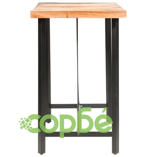 Бар комплект, 9 части, акация масив, естествена кожа и канава ➤ топ цена ➤ sorbe.bg