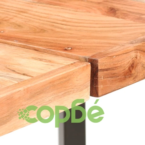 Бар комплект, 9 части, акация масив, естествена кожа и канава ➤ топ цена ➤ sorbe.bg