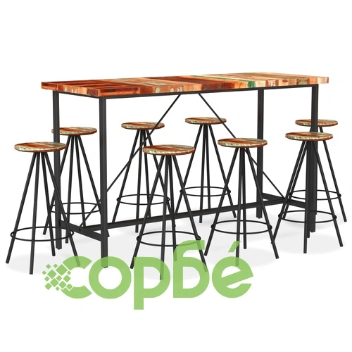 Бар комплект, 9 части, регенерирано дърво масив ➤ топ цена ➤ sorbe.bg