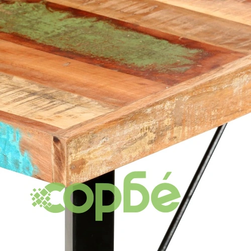 Бар комплект 7 части регенерирано дърво масив и естествена кожа ➤ топ цена ➤ sorbe.bg