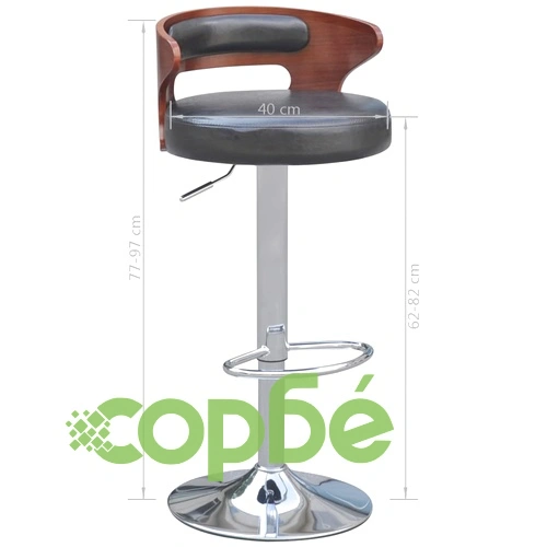 Бар табуретки, 4 бр, дървена облегалка, изкуствена кожа, черни ➤ топ цена ➤ sorbe.bg