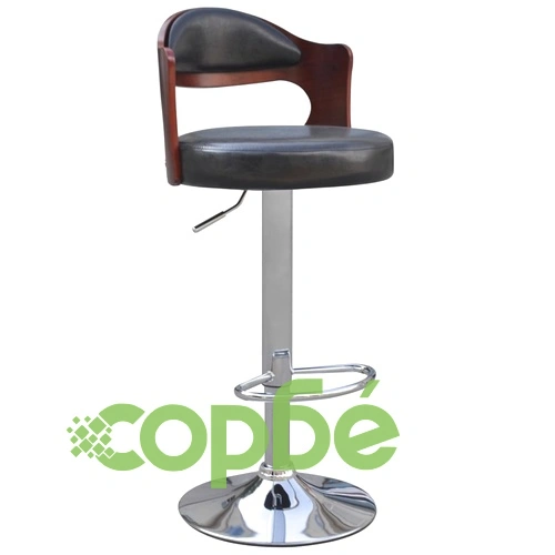 Бар табуретки, 4 бр, дървена облегалка, изкуствена кожа, черни ➤ топ цена ➤ sorbe.bg