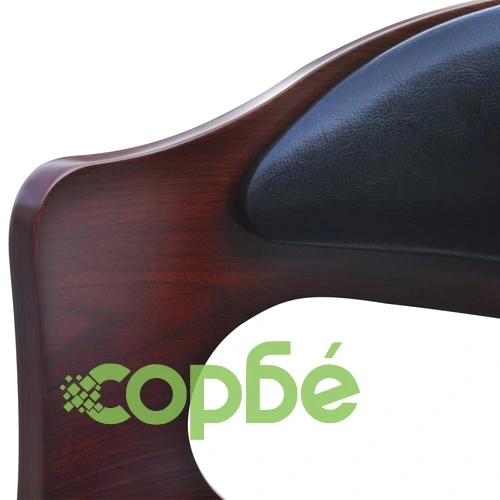 Бар табуретки, 6 бр, дървена облегалка, изкуствена кожа, черни ➤ топ цена ➤ sorbe.bg