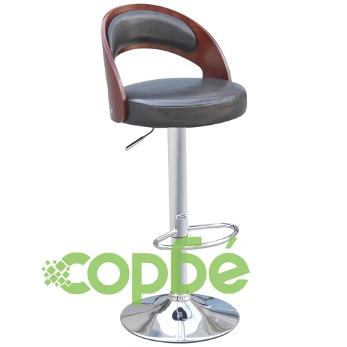 Бар табуретки, 4 бр, дървена облегалка, изкуствена кожа, черни ➤ топ цена ➤ sorbe.bg