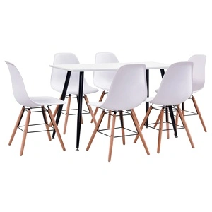 Трапезен комплект, 7 части, пластмаса, бял