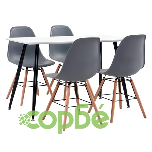 Трапезен комплект, 5 части, пластмаса, сив ➤ топ цена ➤ sorbe.bg