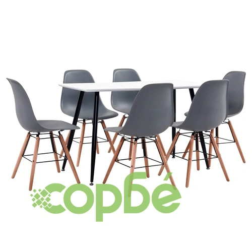 Трапезен комплект, 7 части, пластмаса, сив ➤ топ цена ➤ sorbe.bg