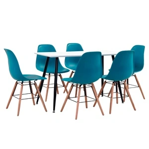 Трапезен комплект, 7 части, пластмаса, тюркоаз