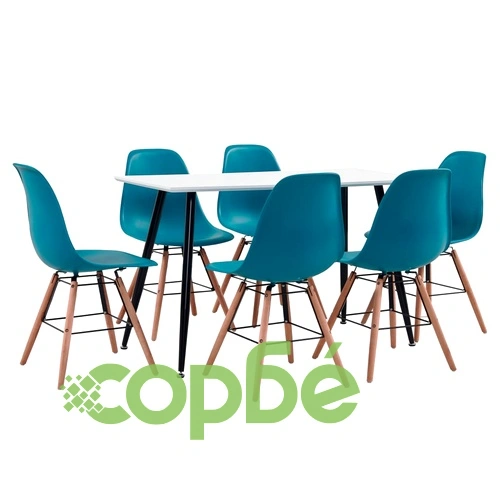 Трапезен комплект, 7 части, пластмаса, тюркоаз ➤ топ цена ➤ sorbe.bg