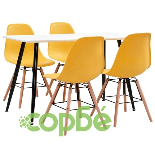 Трапезен комплект, 5 части, пластмаса, жълт ➤ топ цена ➤ sorbe.bg