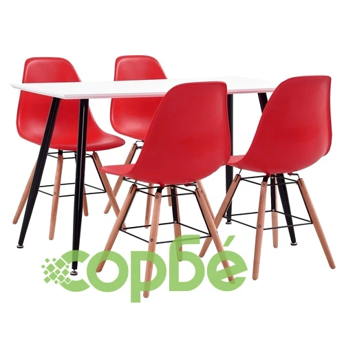 Трапезен комплект, 5 части, пластмаса, червен ➤ топ цена ➤ sorbe.bg