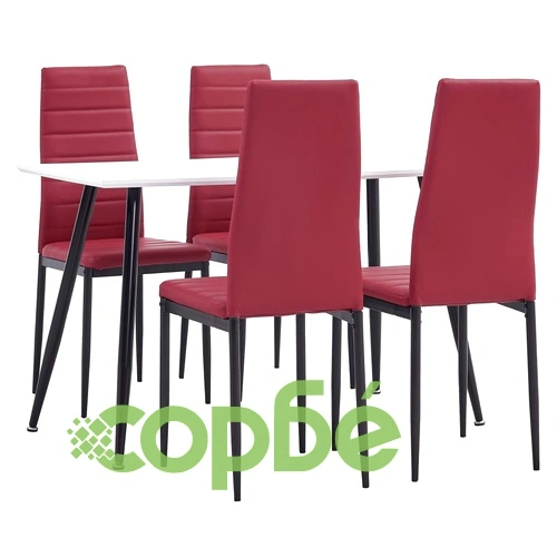 Трапезен комплект от 5 части, изкуствена кожа, бордо червено ➤ топ цена ➤ sorbe.bg