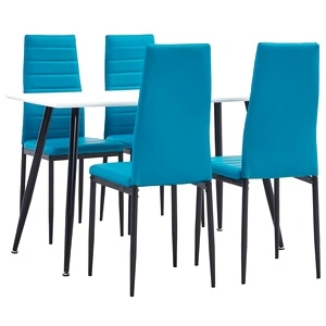 Трапезен комплект от 5 части, изкуствена кожа, морскосиньо