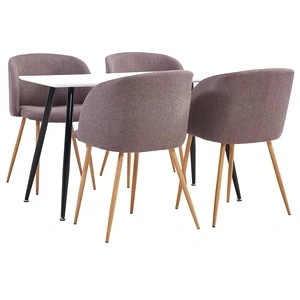 Трапезен комплект, 5 части, текстил, кафяв