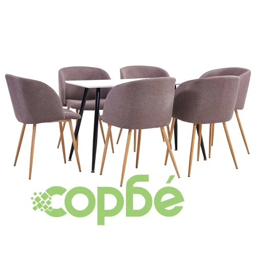 Трапезен комплект, 7 части, текстил, кафяв ➤ топ цена ➤ sorbe.bg