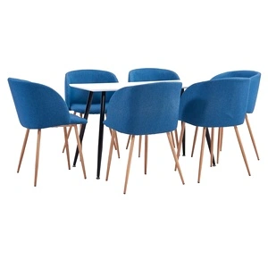 Трапезен комплект, 7 части, текстил, син