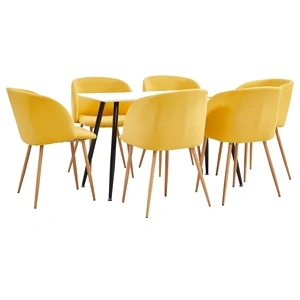 Трапезен комплект, 7 части, текстил, жълт
