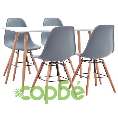 Трапезен комплект, 5 части, пластмаса, сив ➤ топ цена ➤ sorbe.bg