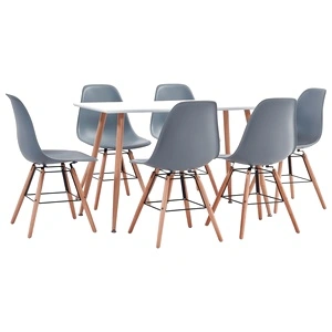 Трапезен комплект, 7 части, пластмаса, сив