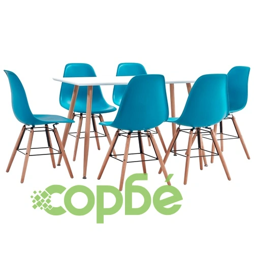 Трапезен комплект, 7 части, пластмаса, тюркоаз ➤ топ цена ➤ sorbe.bg