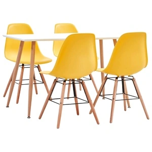 Трапезен комплект, 5 части, пластмаса, жълт