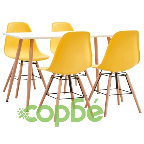 Трапезен комплект, 5 части, пластмаса, жълт ➤ топ цена ➤ sorbe.bg