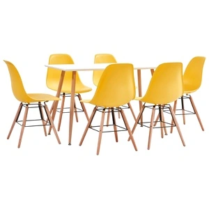Трапезен комплект, 7 части, пластмаса, жълт