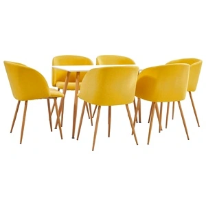 Трапезен комплект, 7 части, текстил, жълт