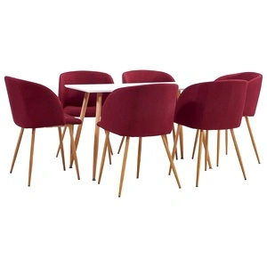 Трапезен комплект, 7 части, текстил, виненочервен